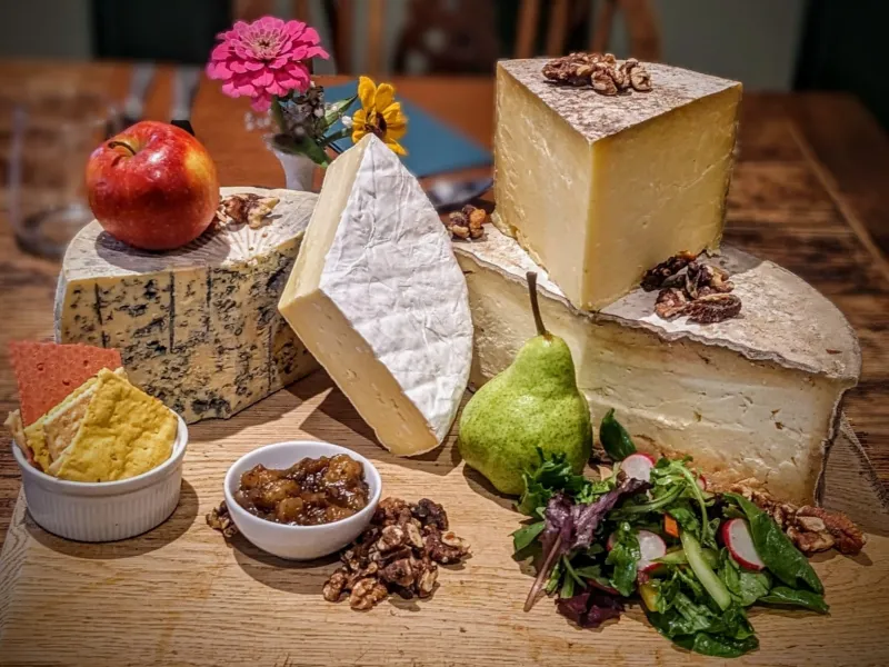 Local Cheeses - Selection of Welsh cheese, nuts fruit and salad